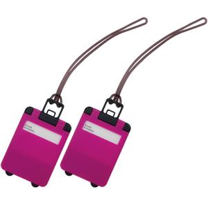 Merkloos Pakket van 4x stuks kofferlabels fuchsia roze 9,5 cm -