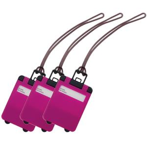 Merkloos Pakket van 5x stuks kofferlabels fuchsia roze 9,5 cm -