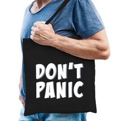 Bellatio Dont panic / geen paniek cadeau katoenen tas Zwart