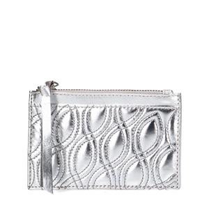 Sacha Zilverkleurige leren portemonnee met gestikte details  - zilver