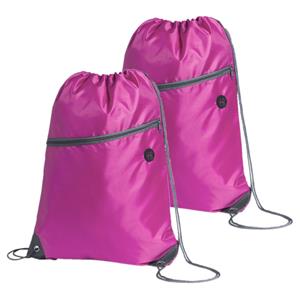 Sport gymtas/rugtas/draagtas - 2x - roze met rijgkoord x 44 cm van polyester -