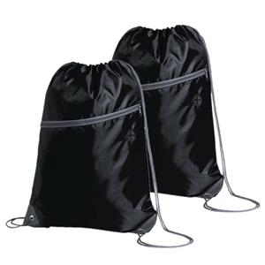 Merkloos Sport gymtas/rugtas/draagtas - 2x - zwart met rijgkoord x 44 cm van polyester -