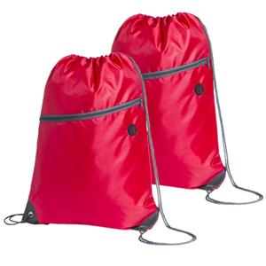 Merkloos Sport gymtas/rugtas/draagtas - 2x - rood met rijgkoord x 44 cm van polyester -