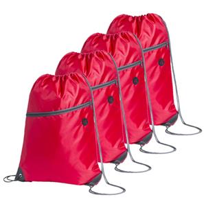 Sport gymtas/rugtas/draagtas - 4x - rood met rijgkoord x 44 cm van polyester -