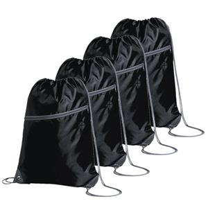 Sport gymtas/rugtas/draagtas - 4x - zwart met rijgkoord x 44 cm van polyester -