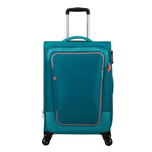 American Tourister Pulsonic Spinner 68 EXP stone teal Zachte koffer
