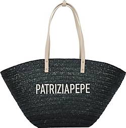 PATRIZIA PEPE , Summer Straw Shopper Tasche 40 Cm in schwarz, Shopper für Damen