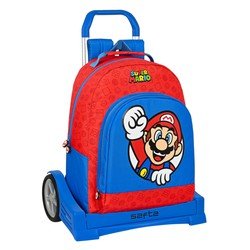 Schulrucksack Mit Rädern Super Mario Rot Blau (32 X 42 X 15 Cm)