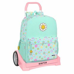 Smiley Schoolrugzak met Wielen  Summer fun Turkoois (32 x 43 x 14 cm)