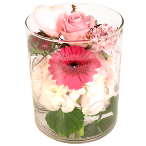 Boeketcadeau Roze moederdag bloemen in glazen vaas