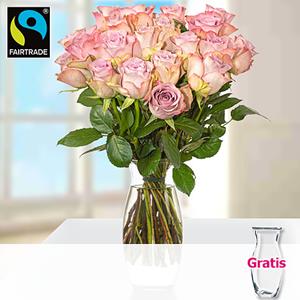 123Blumenversand 20 rosa Fairtrade Rosen im Bund