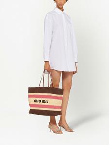 Miu Miu Shopper met geborduurd logo - Beige