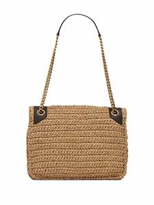 Saint Laurent Niki raffia schoudertas - Beige