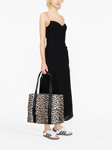 GANNI medium Leopard Tech tote bag - Beige