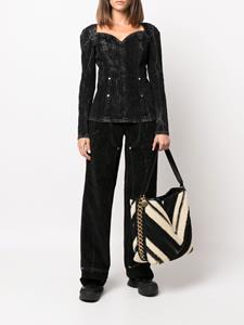 Stella McCartney Shopper met chevron patroon - Zwart