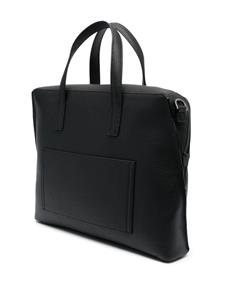 Calvin Klein logo-lettering pebbled laptop bag - Zwart
