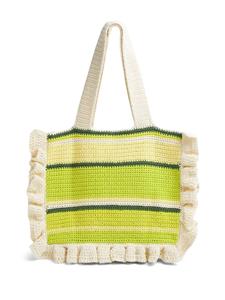 GANNI stripe-pattern knitted tote bag - Groen