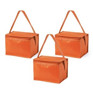 3x stuks kleine mini koeltassen oranje sixpack blikjes -