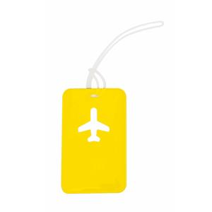 Kofferlabel van kunststof - geel - 11 x 7 cm - reiskoffer/handbagage labels -