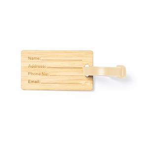 Kofferlabel van bamboe - beige - 9 x 5 cm - reiskoffer/handbagage labels -