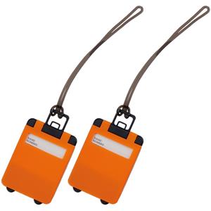 Kofferlabel Wanderlust - 2x - oranje - 9 x 5.5 cm - reiskoffer/handbagage label -