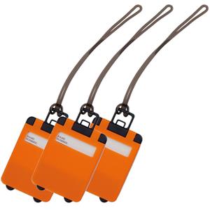 Kofferlabel Wanderlust - 4x - oranje - 9 x 5.5 cm - reiskoffer/handbagage label -