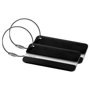 Kofferlabel discovery - 2x - zwart - 8 x 4 cm - reiskoffer/handbagage label -
