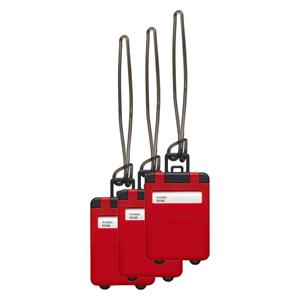 Kofferlabel Jenson - 3x - rood - 8 x 5.5 cm - reiskoffer/handbagage label -