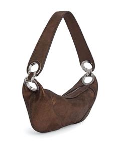 BY FAR Mini Amira metallic-finish shoulder bag - Bruin