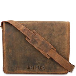Leather Design The Rat Pack A4 Messenger Schoudertas met Overslag 13'' Butch Bruin