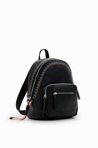 Desigual Kleine rugzak met borduursels - BLACK