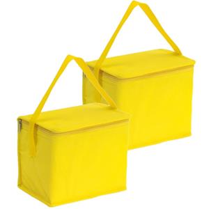 Merkloos 2x stuks kleine koeltassen voor lunch geel 20 x 13 x 17 cm 4.5 liter -