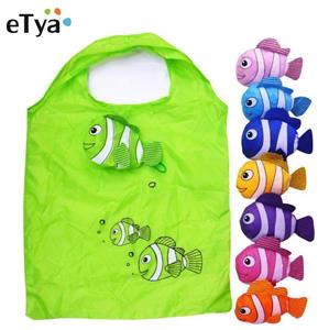 ETya Creative Environmental Storage Bag Foldable shopping bag Recycle Reusable Handbag Tote Pouch Bag Portable Travel Shoulder Bag