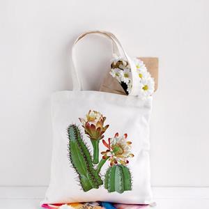 Jiangkao Ladies Handbags Canvas Tote Bag Cartoon Cactus Bag Casual Shopping Travel Women Eco Shopper Bags