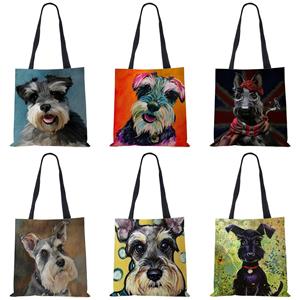 Colorful Bag Schnauzer Hond Schilderij Handtassen voor Vrouwen Lady Koreaanse Schoudertas Casual Shopping Shopper Tassen Grote Capaciteit