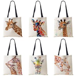 KaiTingu aquarel giraffe herten print tote tassen voor vrouwen casual handtassen boodschappentas grote capaciteit