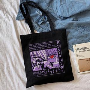 Aidegou16 Anime Japanese Hunter x hunter kurapika canvas bag shopper bag large capacity Cartoon Letter print  punk Vintage shoulder bags