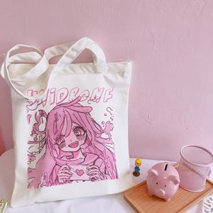 Aidegou18 Japanese anime print canvas bag casual Tote large-capacity handbag kawaii shopper bag cute cartoon fashion women shoulder bags
