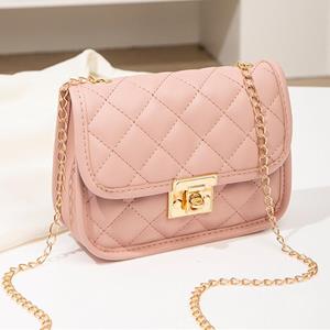 Lucky Black Cat Fashion Female Shoulder Bag Rhombus Embroidered Solid Color Chain Women's Shoulder Crossbody Casual Trendy Phone Bag