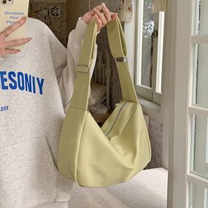 Yogodlns Women Soft PU Leather Wide Strap Hobo Shoulder Bag Vintage Large Capacity Solid Color Zip Crossbody Bag