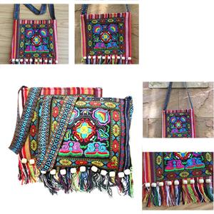 Lonely Traveler Chinese Hmong Thai Embroidery Hill Tribe Totes Messenger Tassels Bag Boho Hippie