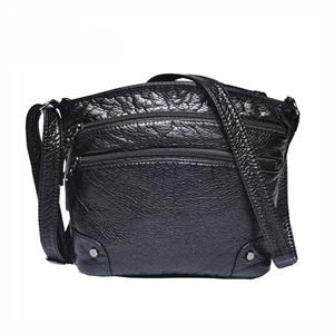 Yogodlns Vrouwen Mode Zachte Pu Lederen schoudertas zwart gewassen lederen crossbody tas