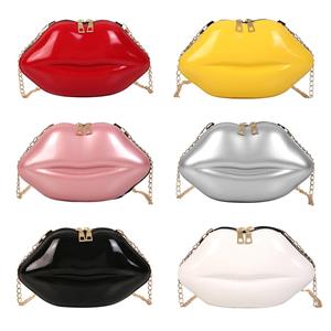 DM Bag lippen vrouwen pvc handtassen ketting messenger tassen schouder avond feest clutch