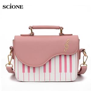 SCIONE Fashion Hit Color Embroidery Small Square Bag Wild Girl Sweet Personality Piano Note Small Satchel Female Bag