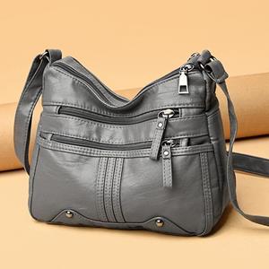 Bagod Vrouwen Vintage Schoudertas Multi-layer Crossbody Soft Handbag