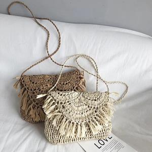 Yogodlns Tassel Straw Bag For Women Bohemian Beach Bag Woven Small Crossbody Bag Summer Hollow Shoulder Bag Lady Handbag Purse