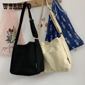 WTEMPO Crossbody Canvas Katoenen Tassen-Canvas Tote Bag-Corduroy Schoudertassen-Messenger Bag-Everyday Bag-Casual Bag-Cadeau voor haar