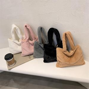 ESqifang Female Purses Cute Faux Fur Women Handbags Shoulder Bag Fluffy Shopper Bag Soft Plush Bag