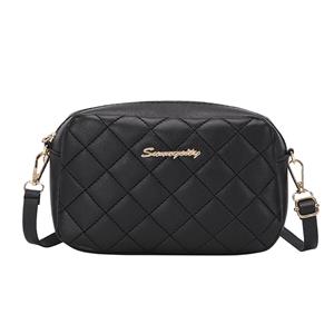 Mojoyce Fashion Vrouwen PU Lederen Draad Crossbody Tas Diamond Lattice Messenger Bag (Zwarte) Hot