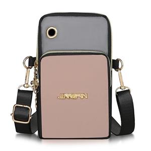 Yogodlns Contrast Color Nylon Phone Shoulder Bag Small Crossbody Bag Vertical Zipper Messenger Purse Shopping Coin Card Wallet